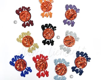 Sequins Basketball Game Day Patch: Iron On Applique (3'')