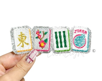 Mahjong Tiles Iron On Patch, Sequins Applique