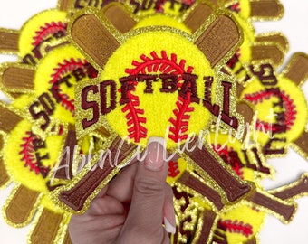 Softball Chenille Patch: Iron-On Trucker Hat Patch, Game Day