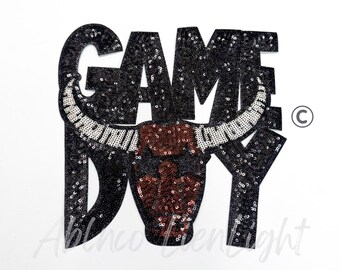 Longhorns Gameday Sequins Patch: Iron-On Mascot Applique