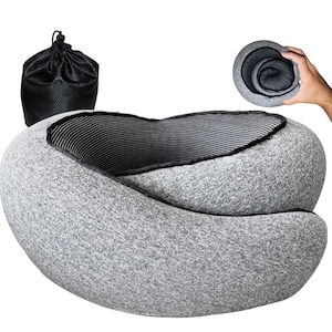 Memory Foam Neck Pillow - Ergonomic Travel Pillow, Comfortable Head and Neck Support, Airplane and Car Pillow, Breathable Neck Pillow