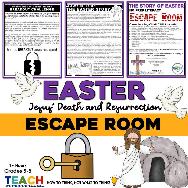 Easter Escape Room Game | Bible Kids and Family Printable Party Game for Families and Kids | Fun Escape Room Kit | DIY Escape Room Adventure