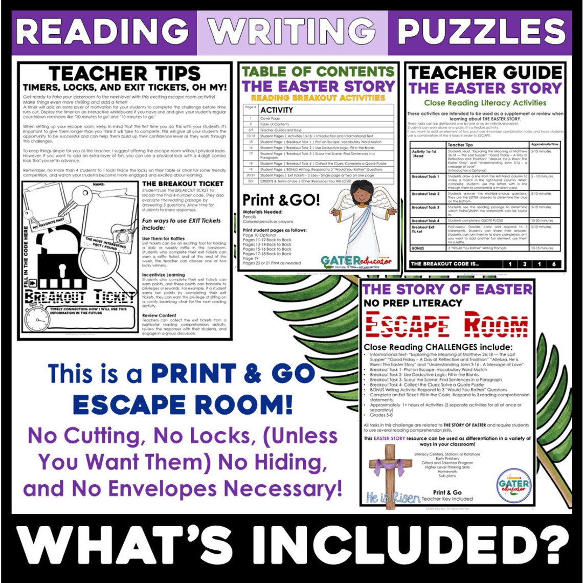 Easter Escape Room Game Bible Kids and Family Printable Party Game for ...