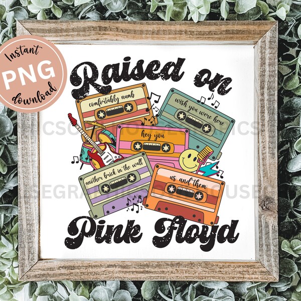 Pink Floyd Retro Cassette Tape PNG File, 70s 80s Rock Music Sublimation Design, Vintage Music PNG Shirt Design, Rock Concert Tee Png