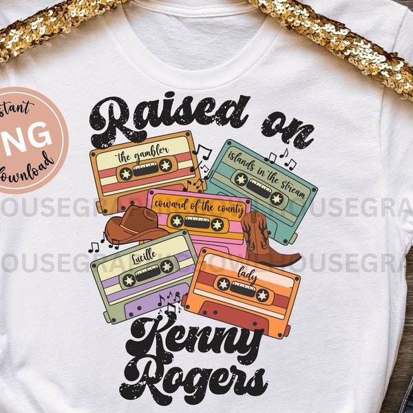 Raised On Kenny Rogers Retro Cassette Png, Country Music Png, Country Concert Png, Retro Country Music Shirt Design Png