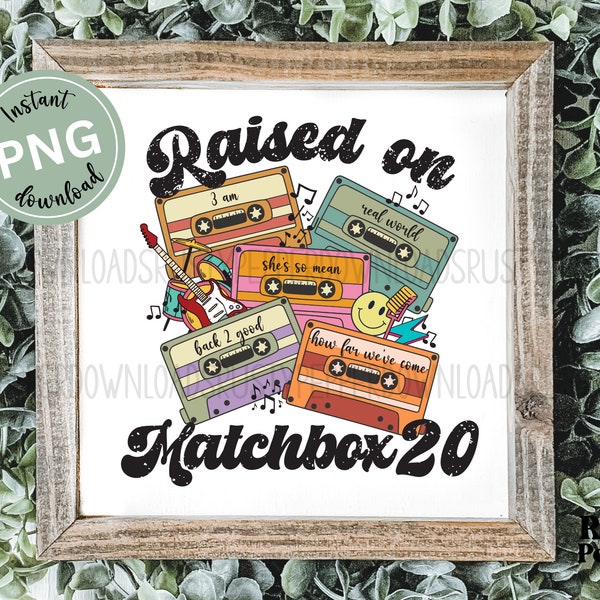 Raised on Matchbox 20 Retro Cassette Tape PNG File, Customizable Retro Music Lover Png, 80s Rock Music Sublimation, Music Instant Download