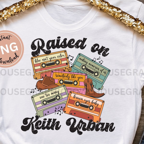 Raised On Keith Urban Retro Cassette Png, Country Music Png, Country Concert Png, Retro Country Music Shirt Design Png