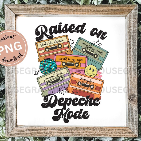 Raised on Depeche Mode Music Png, Cassette Tape Png, Custom Pop Music Digital Download, Retro Music Png Sublimation Design,