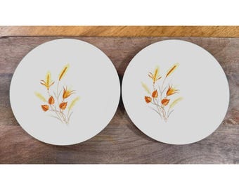Vintage Harvest Wheat Bread & Butter Tallrikar Set om 2 Kräm Guldbrun MCM 6,75"