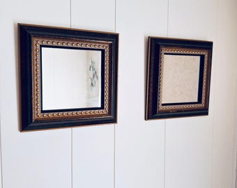 Home Interiors Co Set of 2 Square Mirrors Bronze Gold Beaded Frame Vintage 2003