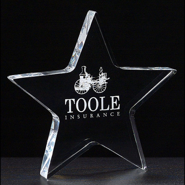 Star Paperweight Acrylic Glass Award, Employee Award, Church Award, Retirement Appreciation, Custom Award Plaques, Corporate Business Award