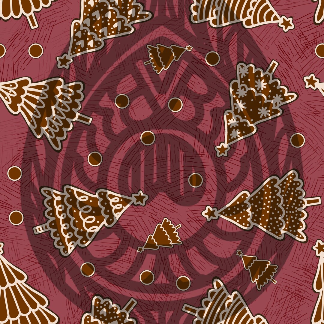 Gingerbread Trees - Red Background - Etsy