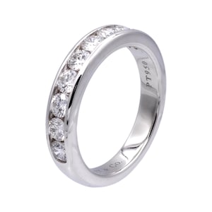 Tiffany & Co. Platinum Channel-Set 9 Stone Round Diamond .81ct Band Ring 3.9 Mm