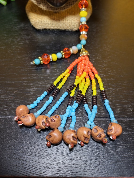 Betsey Johnson Skull Tassel Necklace - image 2