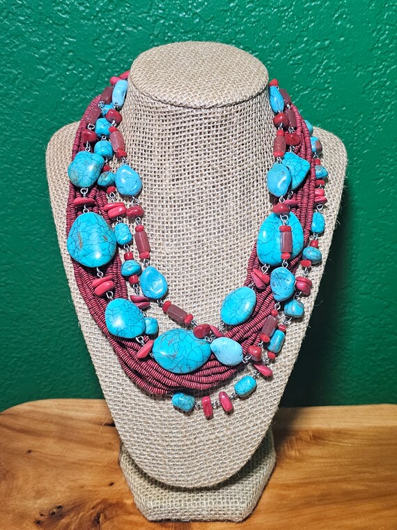 Vintage Multi-Strand Necklace with Real and Faux S
