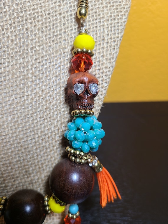 Betsey Johnson Skull Tassel Necklace - image 5