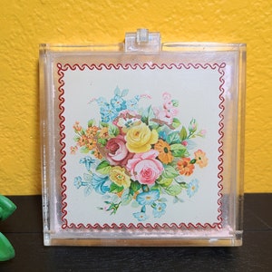 Vintage floreale acrilico polvere / fard trucco compatto