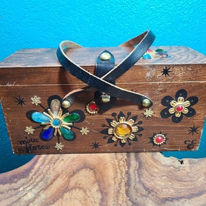 Rare Original Vintage Enid Collins of Texas Wooden Box Purse designed with Mira Flores 1966
