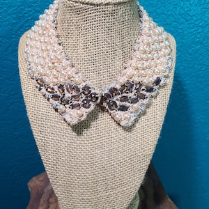 Vintage Pearl Collar Bib Necklace c1950s