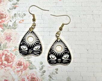 Planchette earrings. These are fun and a little creepy. Perfect for Halloween or every day.