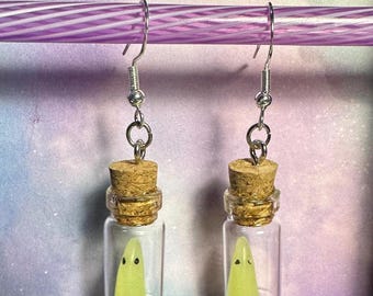 Pet Ghost earrings that glow in the dark. These are fun and a little creepy. Perfect for Halloween or every day.