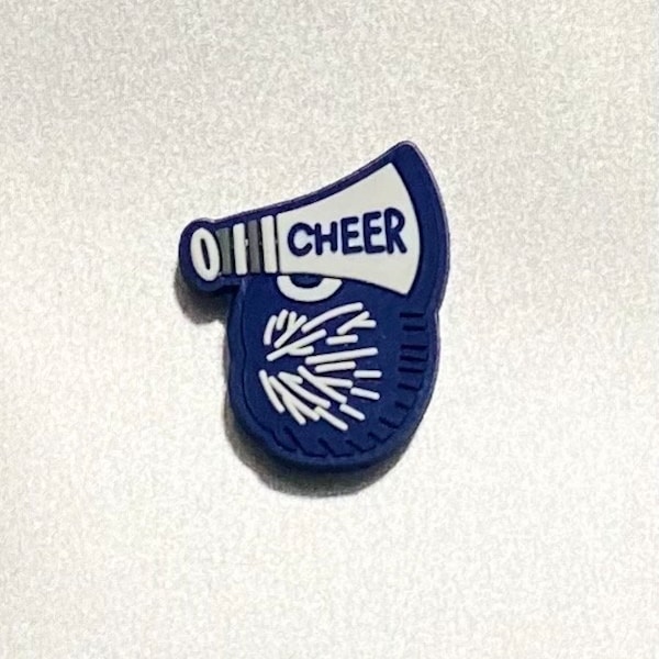 Blue Cheer Megaphone with Pom Pom Shoe Charm