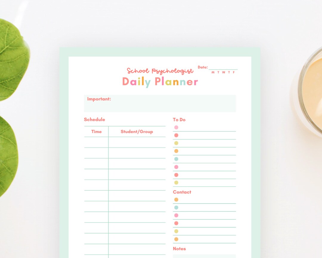 School Psychologist Daily Planner Notepad, Schedule, to Do, Contact Etsy