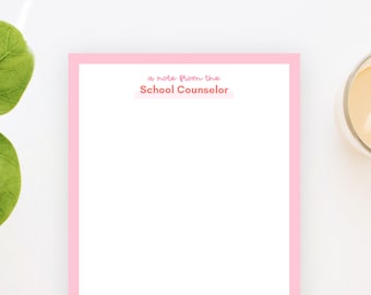 A Note from the School Counselor Notepad, Personalized
