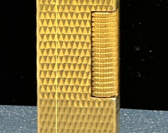 Rare DUNHILL Vintage Gold Plated Diamond Head Style Rollagas Lighter