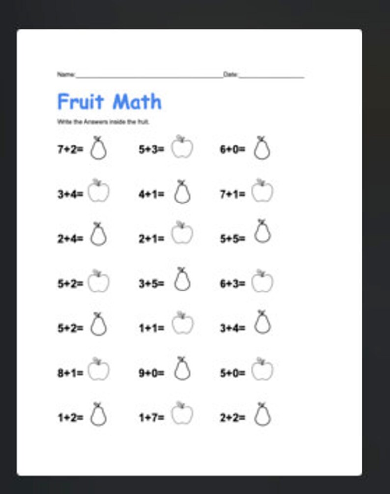 Elementary Math Sheets - Etsy