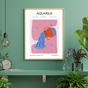 Zodiac Wall Art Set, Horoscope Poster, Zodiac Sign Poster, Astrology Wall Art, Horoscope Wall Art, Retro Wall Art