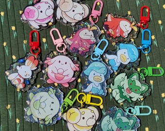 Pokemon Cartoon Keychain Charms: Shiny Chansey, Fuecoco, Scorbunny