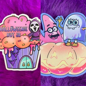 Halloween Under The Sea | 3" Matte | Sponge inspired sticker, halloween decal, halloween decor, spooky season gift, halloween cartoon
