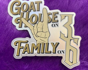 Ziegenhaus auf 3 Holo Sticker: Dimension 20 Misfits & Magic TTRPG Decal