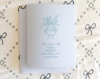 1 Pierre 5:10 Carte de voeux chrétienne, carte d'encouragement à la foi, carte biblique, carte de sympathie chrétienne, intérieur vierge