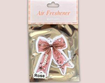 Pink Bow Car Air Freshener, Rose Scent, Coquette Decor