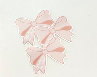Made in His Image Pink Bow Sticker, Christian Girl Gift