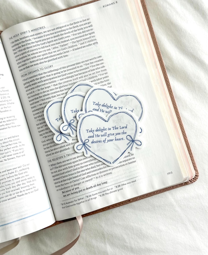 Psalm 37:4 Bible Verse Sticker, Christian Aesthetic, Matte Vinyl image 1