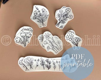 Floral Botanical Stick and Stitch Embroidery PDF Printable I Stitch Transfers to Print I Water Soluble Embroidery I Instant Download