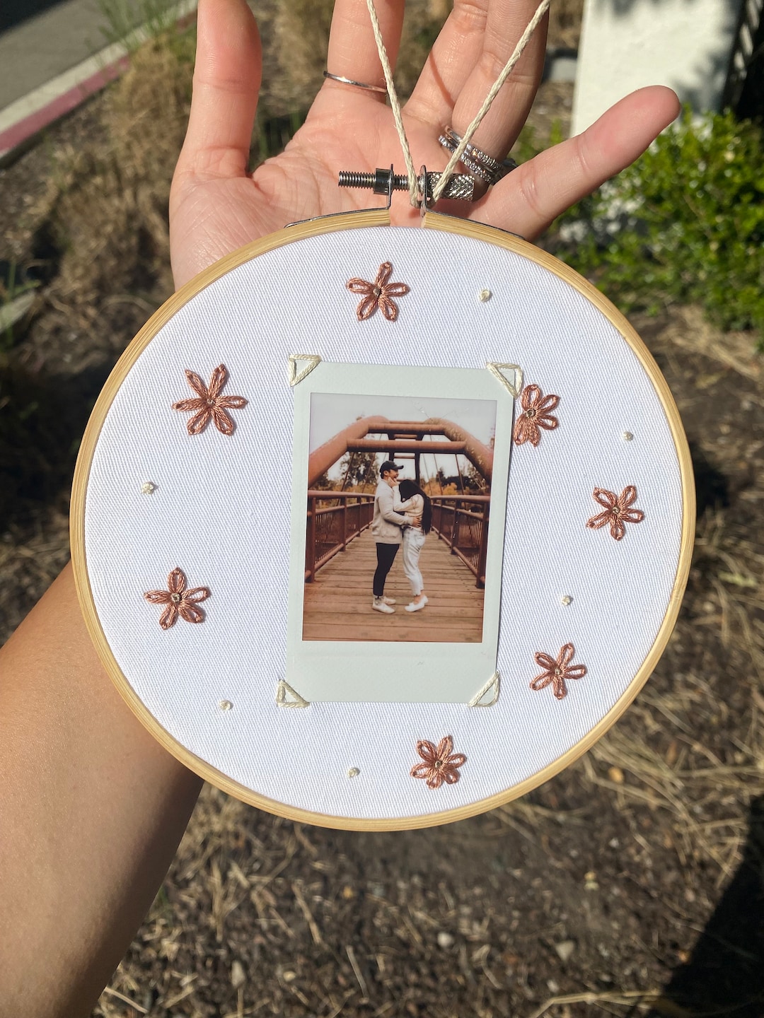 Simple Floral Instax Polaroid Handembroidery Frame Embroidery Hoop L