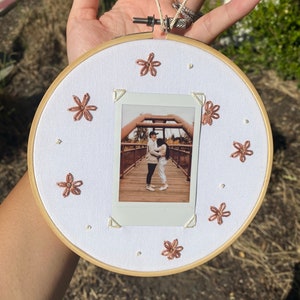 Simple Floral Instax Polaroid Hand-Embroidery Frame | Embroidery Hoop l Gifts