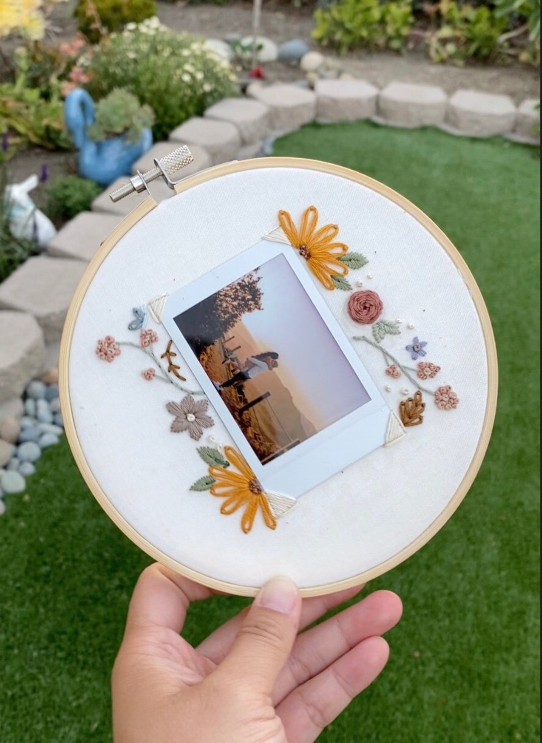 Floral Instax Polaroid Handembroidery Frame Embroidery Hoop Gift Etsy