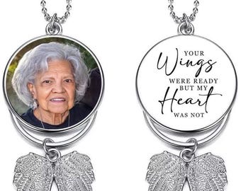 Photo Memorial Rearview Mirror Memorial Car Charm, In Loving Memory Charm, Hanging Memorial for Rear View Mirror Charm, Custom Picture Charm