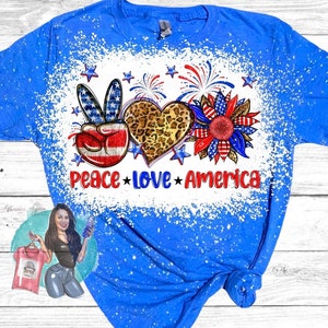 Peace Love America Bleached T-Shirt