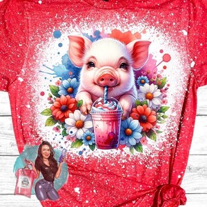 Patriotic Pig Fourth of July Bleached T-Shirt