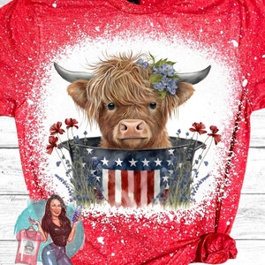 Patriotic Cow Bleached T-Shirt