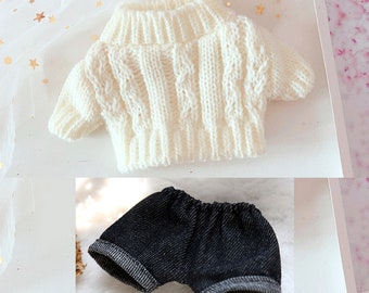 Handmade 20cm Plush Doll Clothes Set Kawii Winter Suit Sweater & Pants