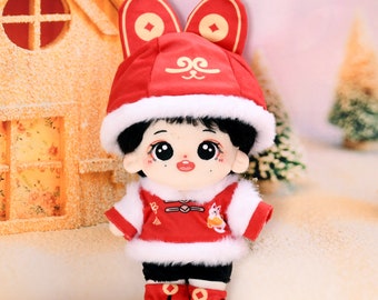 Handmade 20cm Plush Doll New Year Bunny Clothes