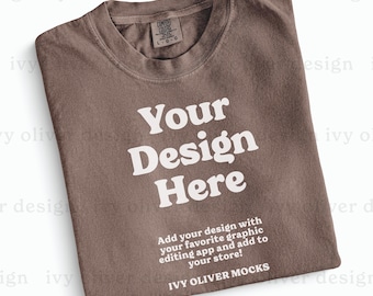 Comfort Colors 1717 Espresso Shirt Mockup: Folded Flatlay Mock Up (Digital Download)