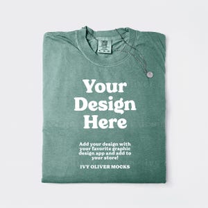 Comfort Colors 1717 Light Green Shirt Mockup: Folded Flatlay Mock Up (Digital Download)